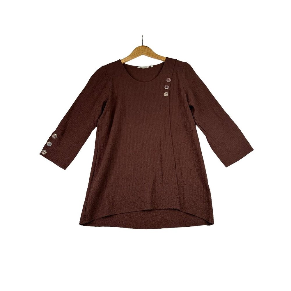 Soft Surroundings Button Detail Long Sleeve Tunic sz XS Brown